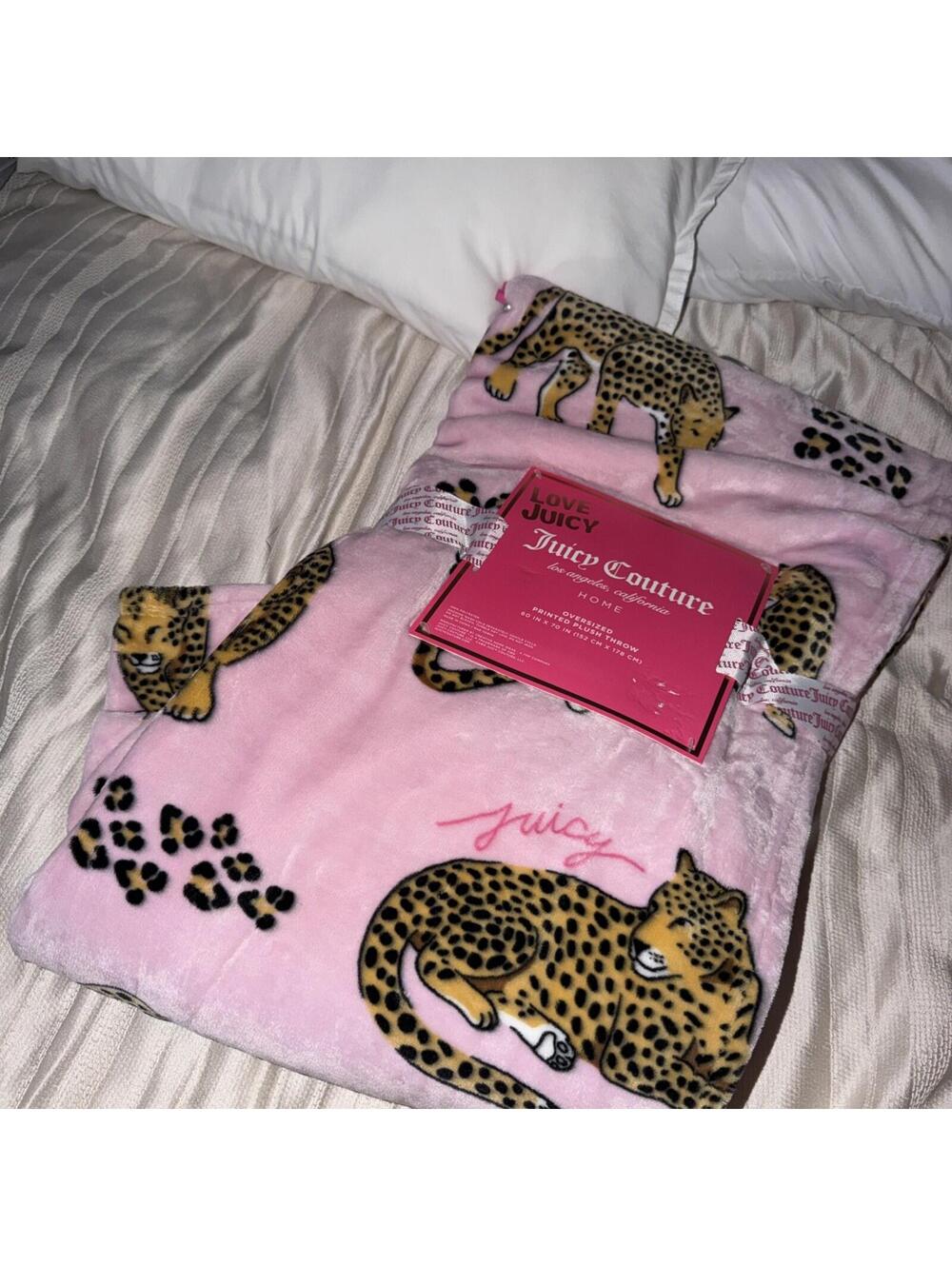 Juicy Couture Throw Blanket  Pink Leopard
